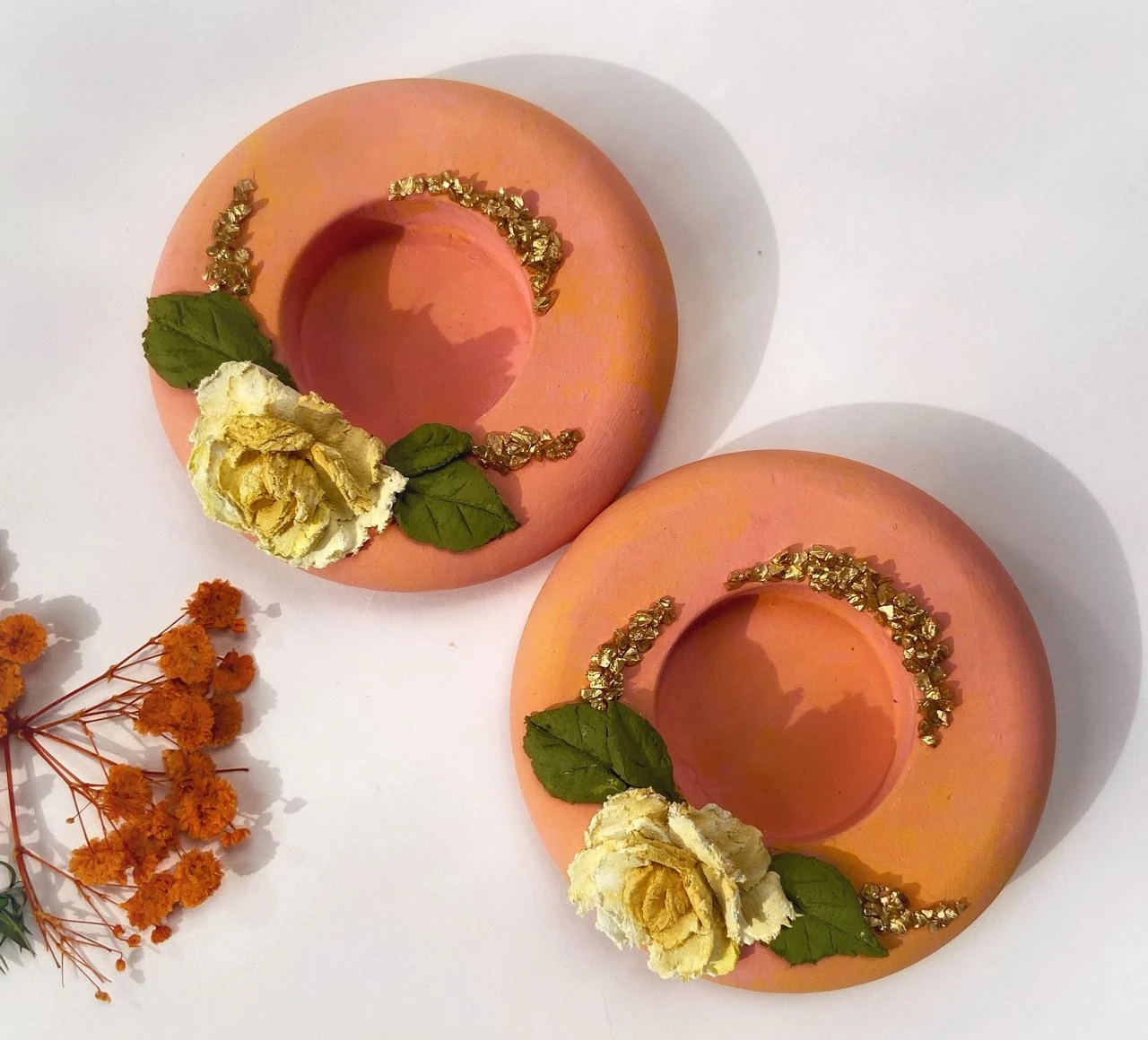 Gulnaar Coral Rose Tealight Duo