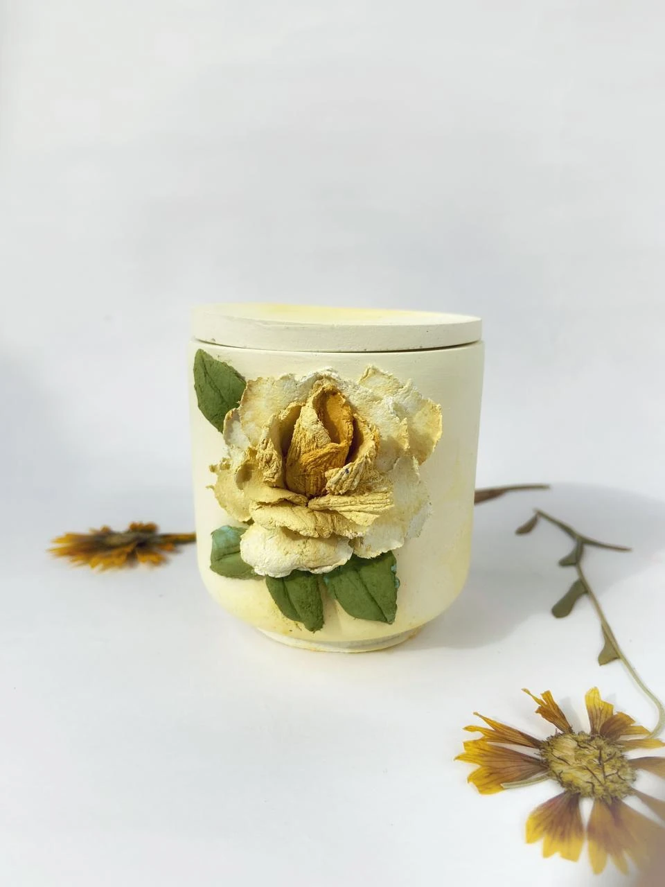 Ziya Ivory Rose Storage Jar